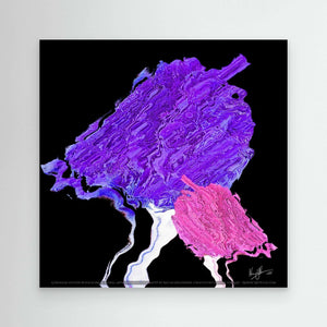 Mother & Child abstract artwork in vibrant purple and pink digital painting, exploring nature's beauty.