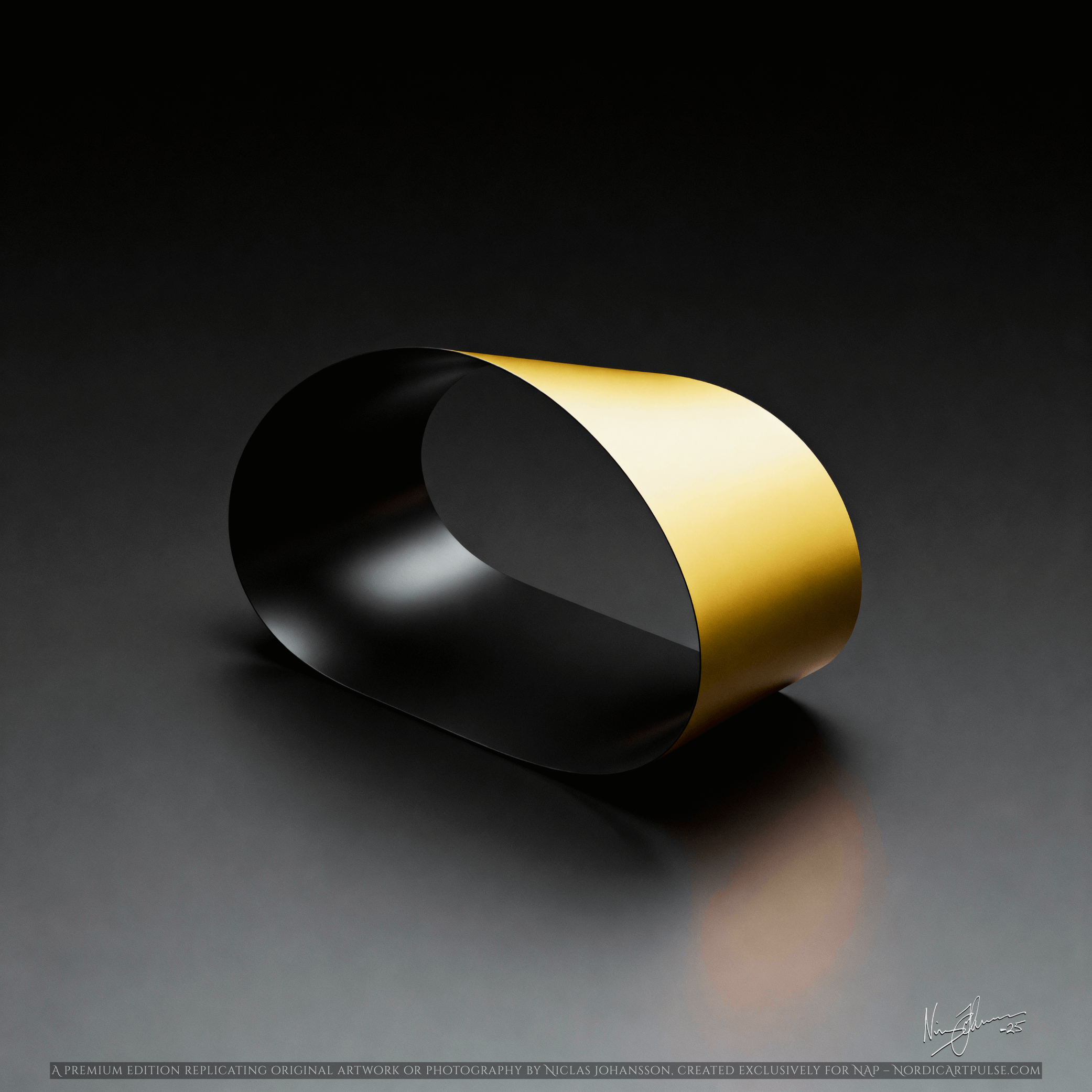 Black Loop
Striking black infinity loop with dramatic contrast on light background