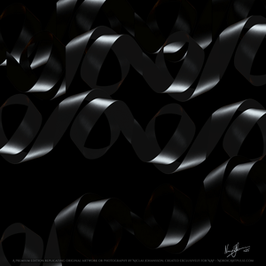 Ethereal Flow artwork featuring undulating black ribbons on a stark black background, exploring form and light.