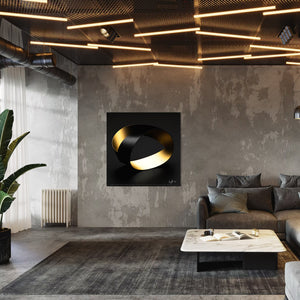 Modern living room with a decorative wall piece and stylish furniture. Art Print from Nordic Art Pulse